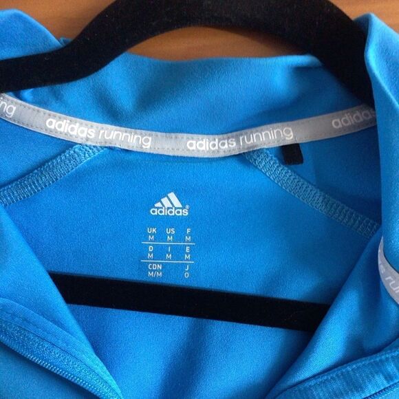 Women’s Blue Adidas Pullover Long Sleeve Quarter Zip Running Shirt Size Medium - Picture 3 of 9